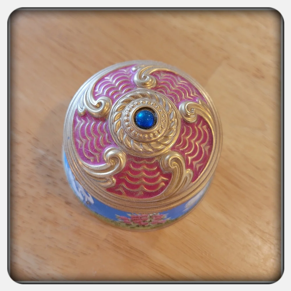 Decorative Gold And Blue Musical Trinket Box with Swan Design